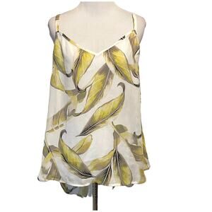 White House Black Market Leaf Print Cami Tank Women's Size 10 Shell Backless Top